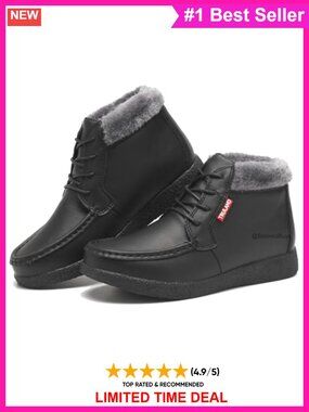 Suede Leather Fur Lined Water Resistant Ankle Boots